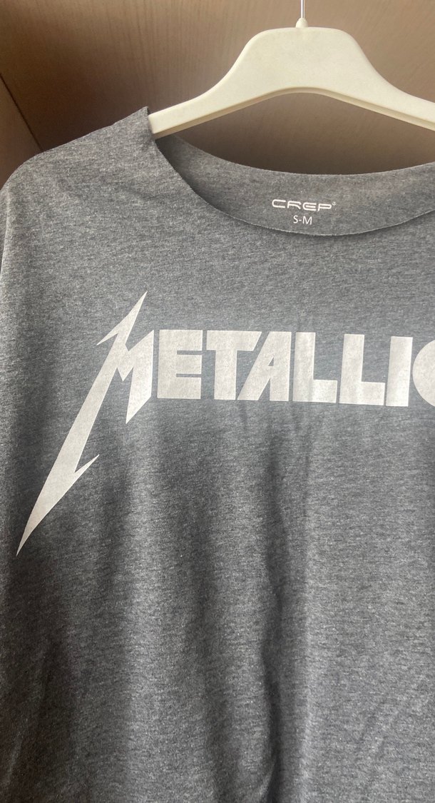 Kız Çocuk Metallica Baskılı Gri Tişört - Görsel 2
