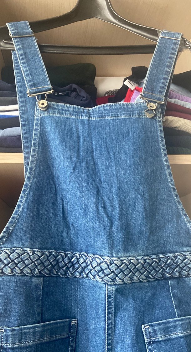 Kadın Lacivert Kot Uzun Salopet - Görsel 2