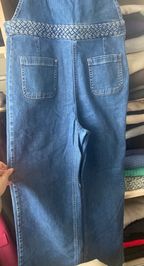 Kadın Lacivert Kot Uzun Salopet - Görsel 3