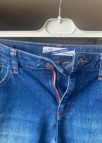 Mavi Düğmeli Kadın Midi Denim Pantolon - Görsel 2