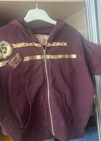 Bordo Fermuarlı Kız Sweatshirt - Görsel 3