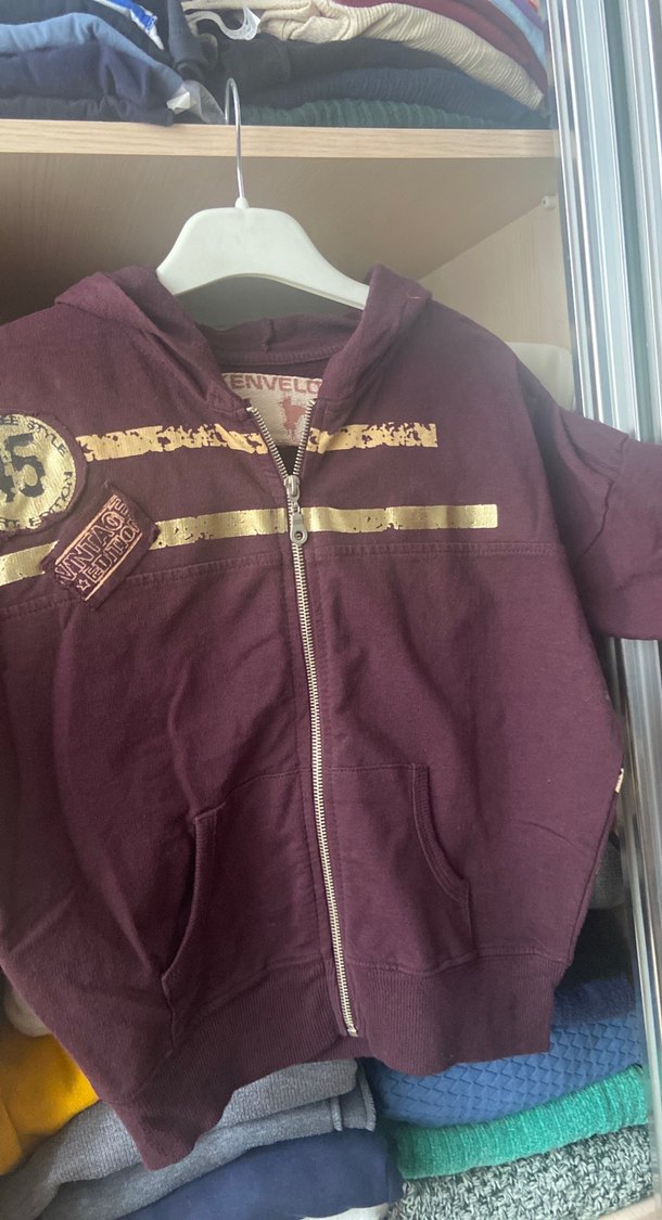 Bordo Fermuarlı Kız Sweatshirt - Görsel 3