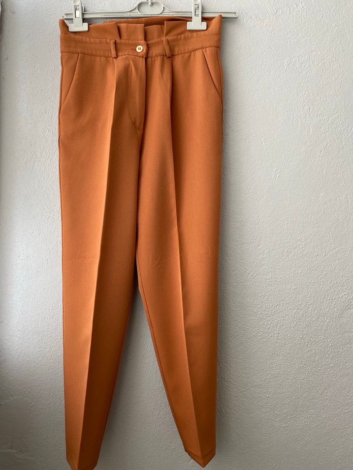 Bej Kadın Kumaş Pantolon Midi Boy - Görsel 2