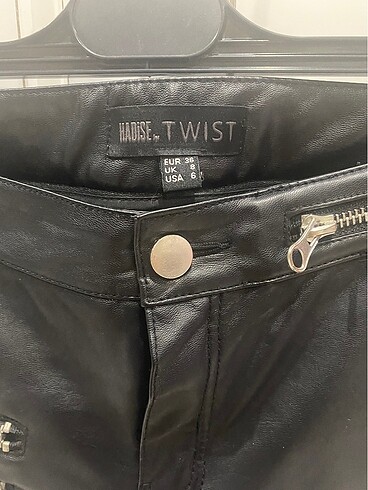 36 Beden siyah Renk Twist deri pantolon