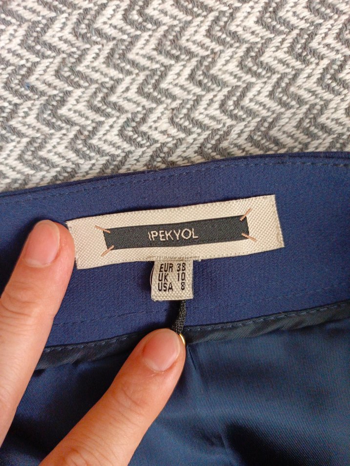 Fermuarlı Midi Mavi Eteği - Görsel 2