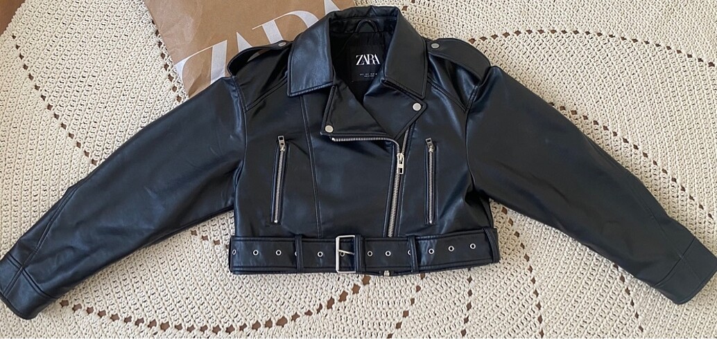 Zara Crop Biker Deri Ceket