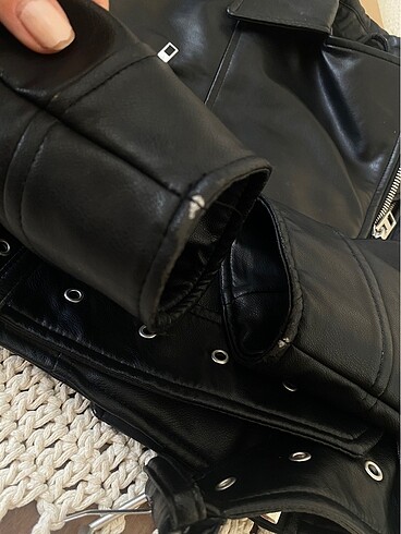 Zara Zara Crop Biker Deri Ceket