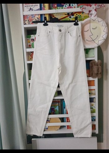 Kadın Beyaz Normal Paça Pantolon - Görsel 2