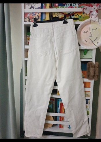 Kadın Beyaz Normal Paça Pantolon - Görsel 5