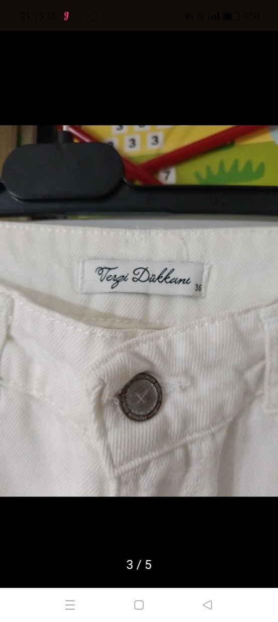 Kadın Beyaz Normal Paça Pantolon - Görsel 3