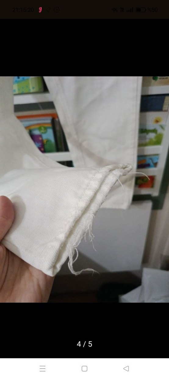 Kadın Beyaz Normal Paça Pantolon - Görsel 4