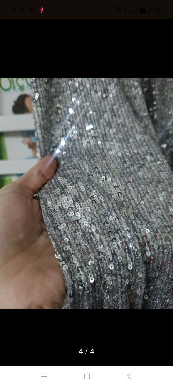 Parlak Gri Simli Kadın Pantolon - Görsel 4