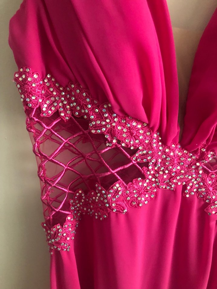 Pembe Drapeli Uzun Abiye Elbise - Görsel 2