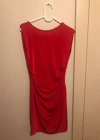 Kırmızı Drapeli Midi Abiye Elbise - Görsel 2