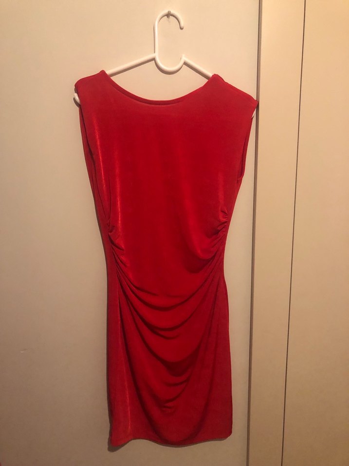 Kırmızı Drapeli Midi Abiye Elbise - Görsel 2