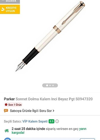  Parker 18k altın uçlu sonnet dolma kalem