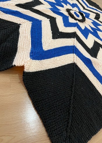 Mavi Desenli Bohem El Örmesi Halı - Görsel 3