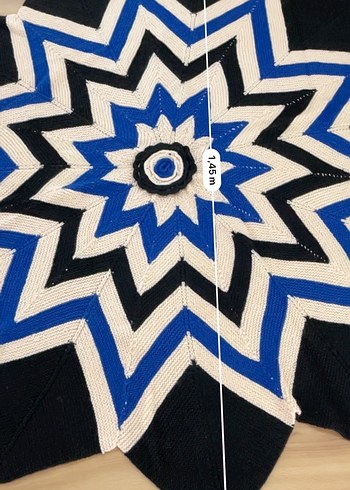 Mavi Desenli Bohem El Örmesi Halı - Görsel 5