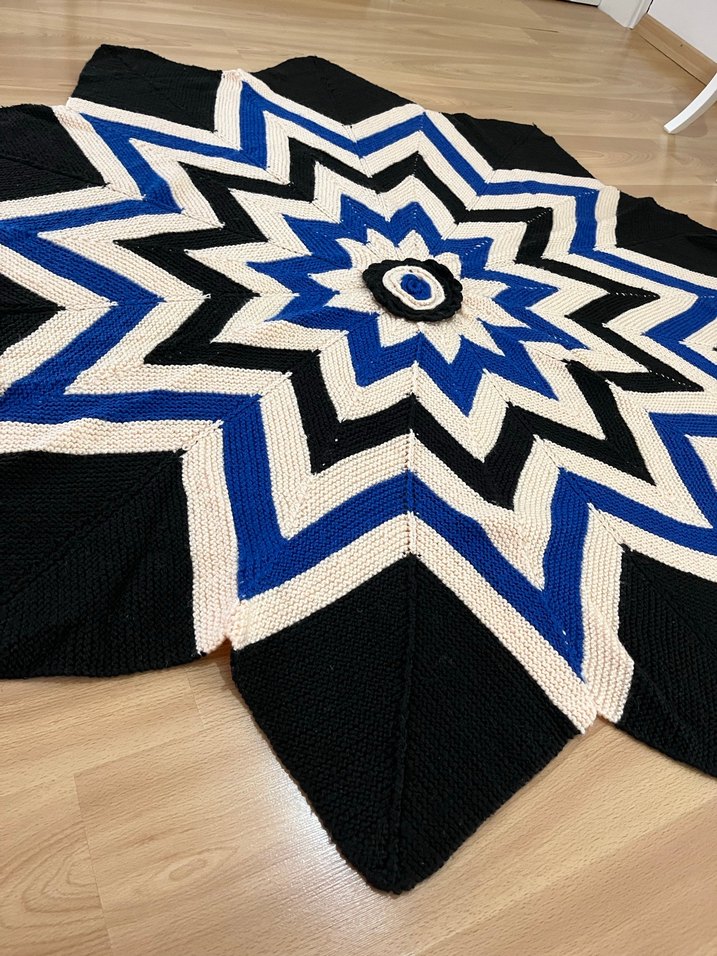 Mavi Desenli Bohem El Örmesi Halı - Görsel 2