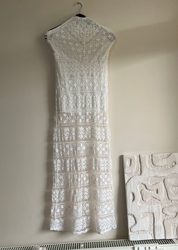 Düz Kesim Beyaz Bohem pareo - Görsel 4