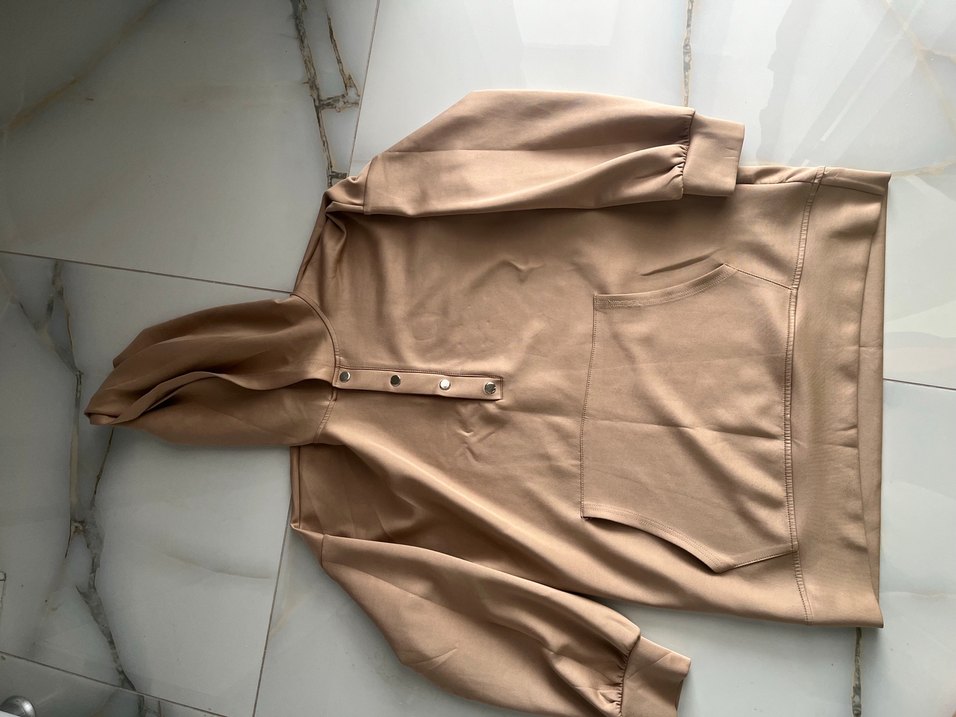 Bej Kadın Salaş Düğmeli Eşofman Takımı - Görsel 2