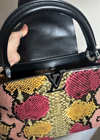 Kadın Çok Renkli Deri Yılan Desenli Çanta - Görsel 4