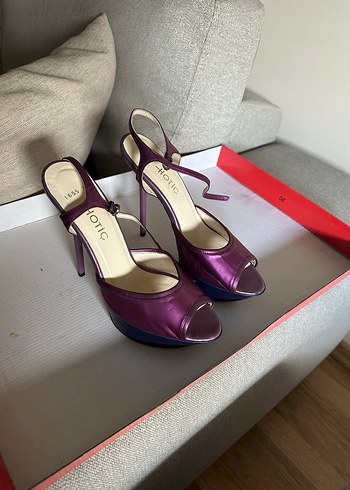 Mor Yüksek Topuklu Kadın Abiye Ayakkabı - Görsel 4