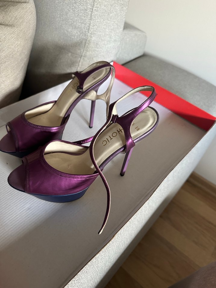 Mor Yüksek Topuklu Kadın Abiye Ayakkabı - Görsel 2