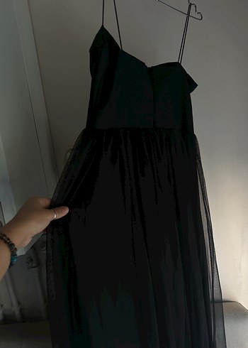 Siyah Uzun Straplez Gotik Abiye Elbise - Görsel 2