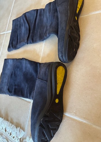 Lacivert Süet Kadın Dolgu Topuklu Çizme - Görsel 2