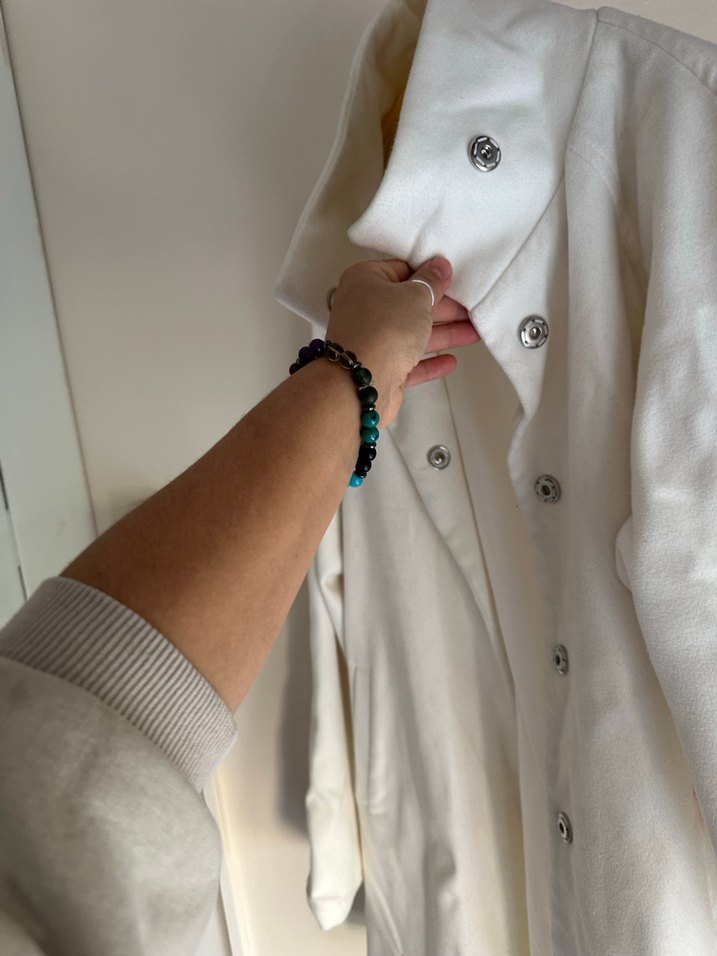 Beyaz Midi Kaşe kumal Kadın Palto - Görsel 2