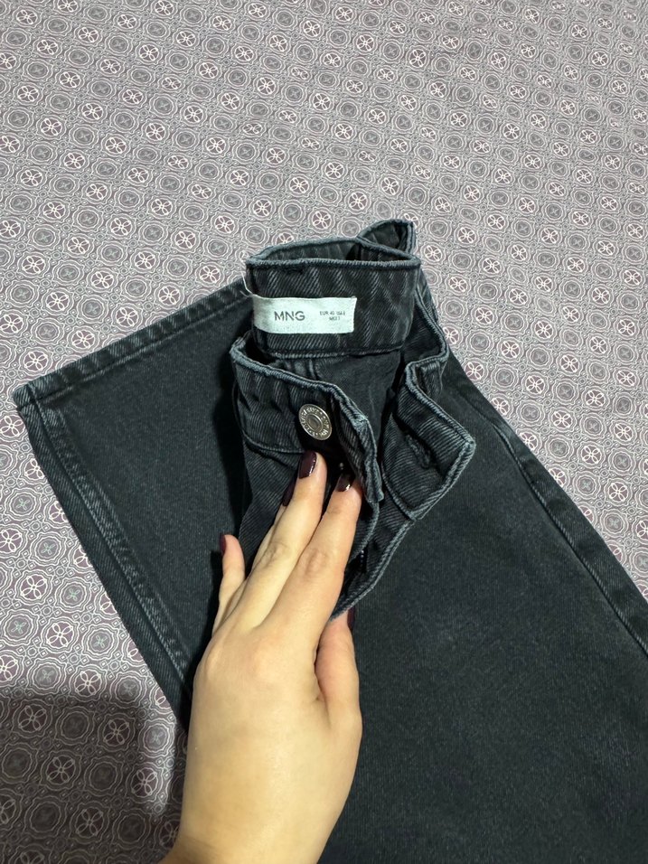 Düğmeli Siyah Kadın Kot Pantolon - Görsel 3