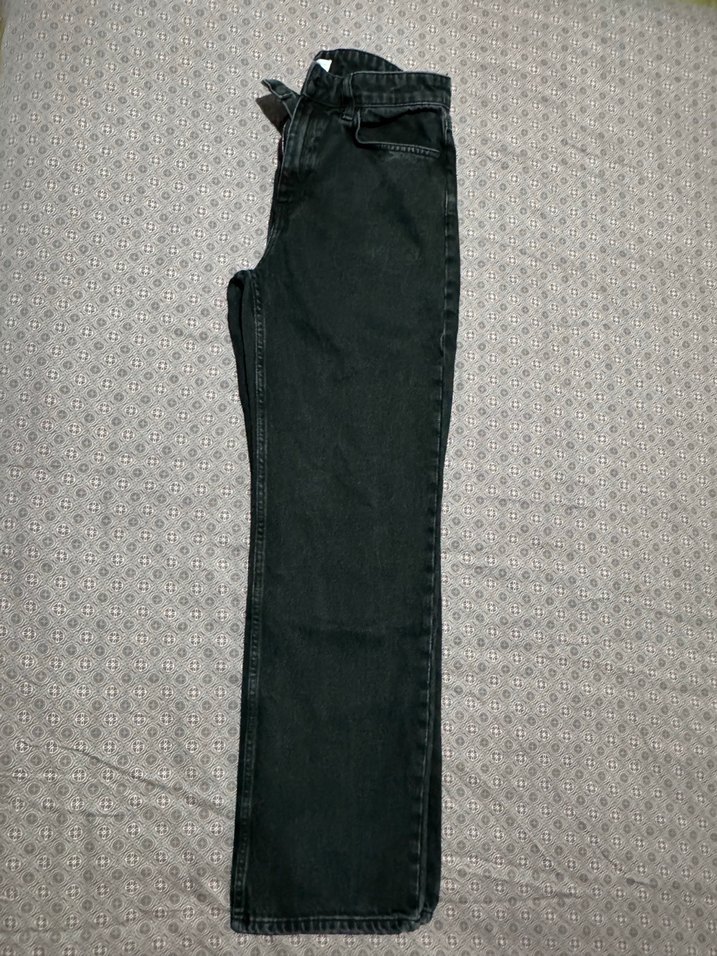 Düğmeli Siyah Kadın Kot Pantolon - Görsel 2