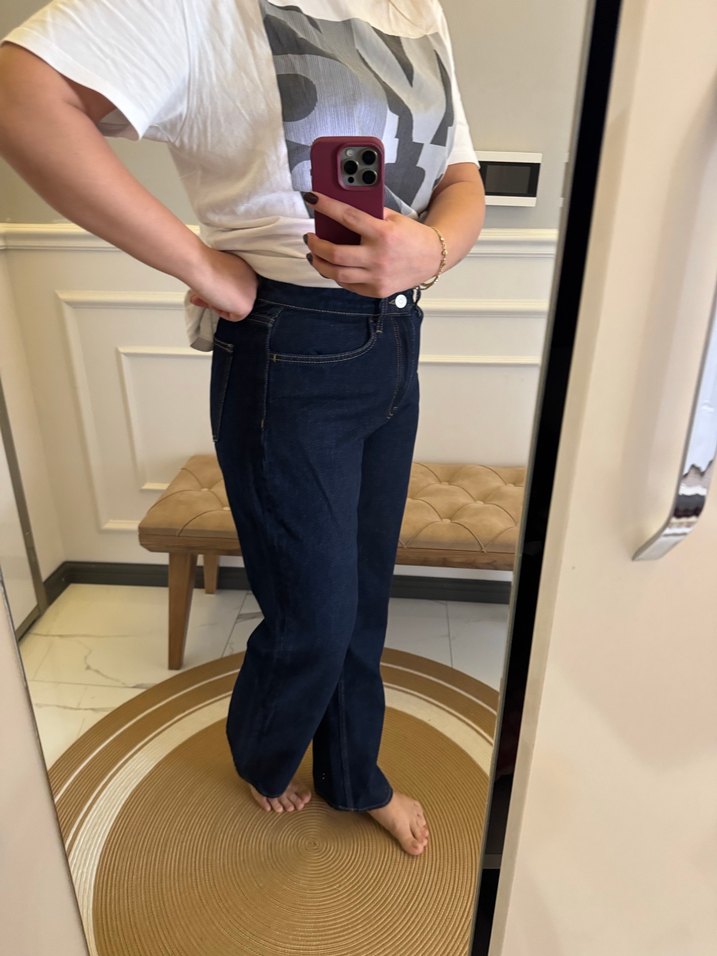 Lacivert Regular Fit Kadın Midi Denim Pantolon - Görsel 4