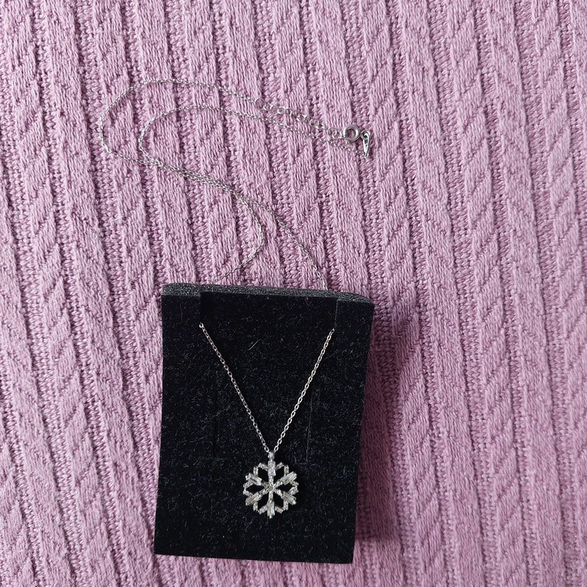 Klasik Zarif gerçek gümüş Mini Kar Tanesi Kolye - Görsel 2