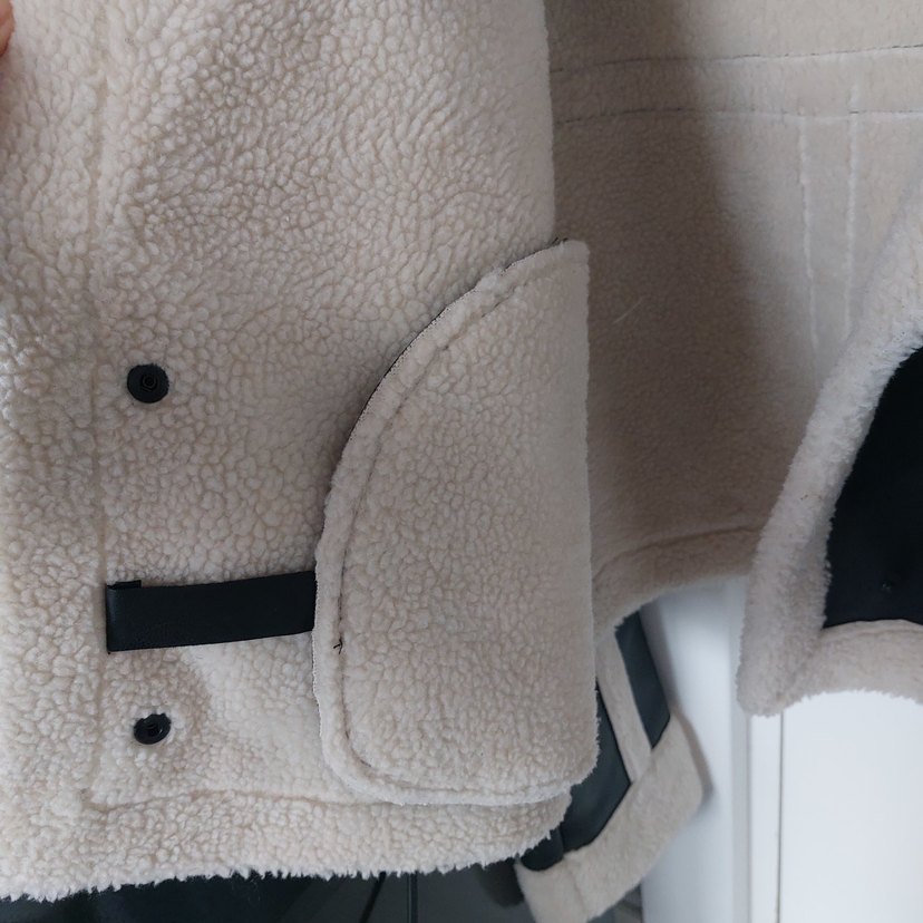 suni deri ve kürklü siyah kadın ceket - Görsel 5