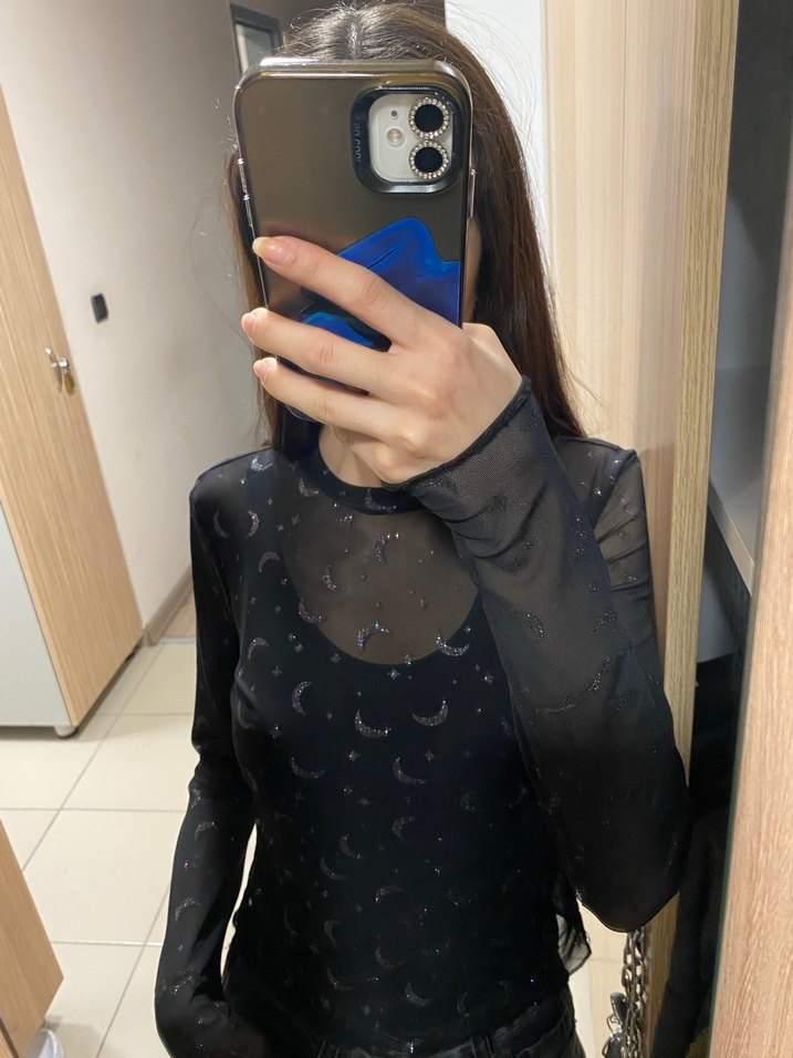 transparan uzun kollu bluz - Görsel 3