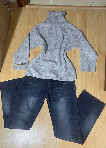 h&m boğazlı gri kazak rory gilmore y2k - Görsel 2