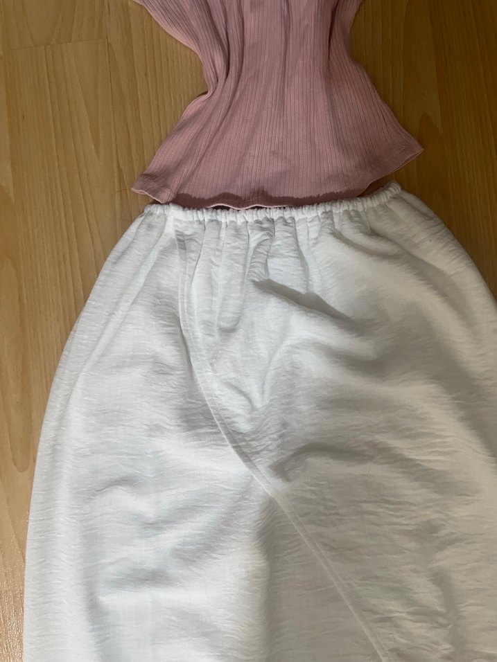 astarlı keten beyaz uzun etek y2k - Görsel 3