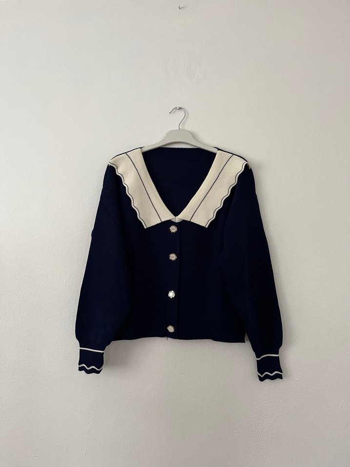 Düğmeli, Yakalı, Midi Kadın Hırka - Görsel 2