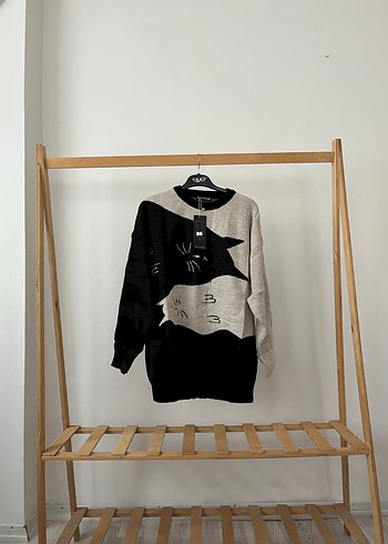 Gri Desenli Örgü Kadın Triko - Görsel 7