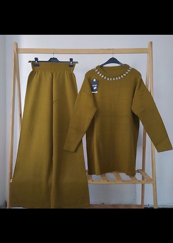 Kadın Örme Triko İkili Takım, yağ yeşil - Görsel 2