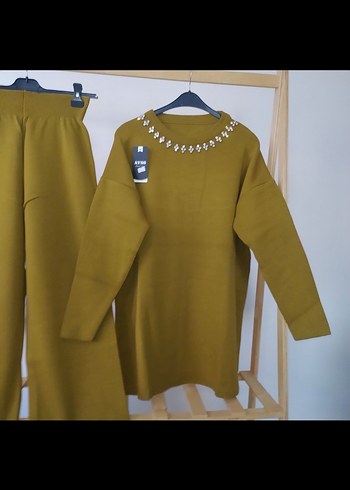 Kadın Örme Triko İkili Takım, yağ yeşil - Görsel 3