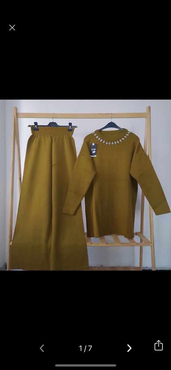 Kadın Örme Triko İkili Takım, yağ yeşil - Görsel 2