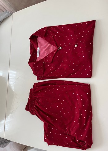 Bordo Puantiyeli Kadın Pijama Takımı - Görsel 8