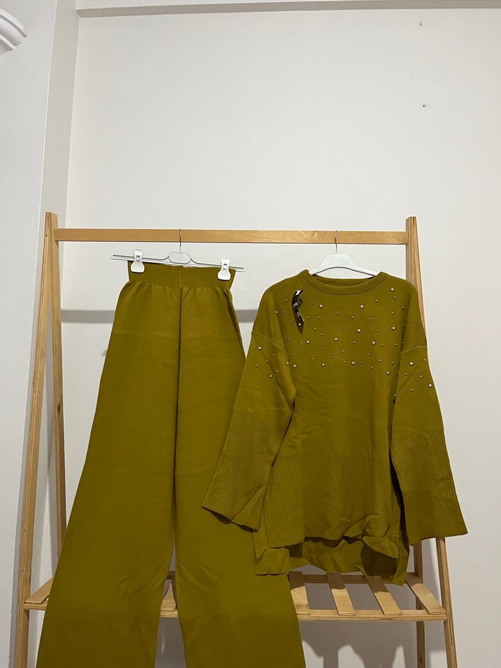 Kadın yağ ueşil Triko Uzun Kollu Takım - Görsel 3