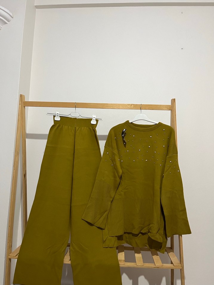 Kadın yağ ueşil Triko Uzun Kollu Takım - Görsel 4