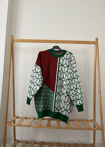 Renkli Örgü Kadın Kazak - Görsel 6