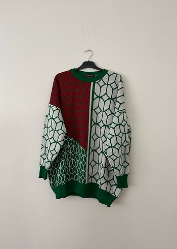 Renkli Örgü Kadın Kazak - Görsel 9