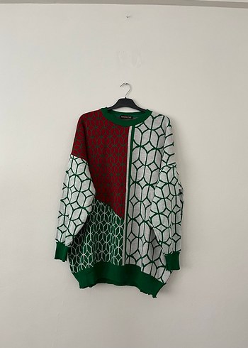 Renkli Örgü Kadın Kazak - Görsel 7